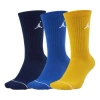 Air Jordan Everyday Max Crew Socks Unisex 3 Pairs White 'blue Yellow' In Multi