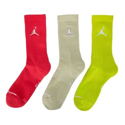 Air Jordan Everyday Max Crew Sports Socks 'red Olive Green Grey' In Multi