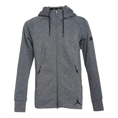 Air Jordan Fleece Lined Casual Sports Long Sleeves Hooded Jacket Gray