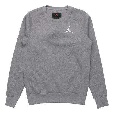 Air Jordan Fleece Lined Stay Warm Sports Round Neck Pullover Gray In Blue