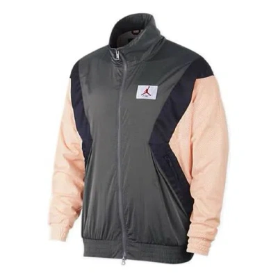 Air Jordan Flight Casual Sports Long Sleeve Stand Collar Jacket Grey/pink In Multi