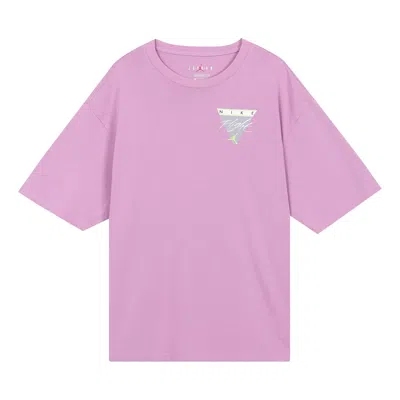Air Jordan Flight Essentials Washed Basketball Sports Printing Round Neck Short Sleeve Purple