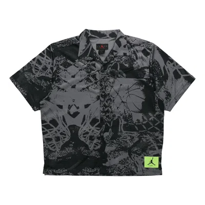 Air Jordan Flight Knitting Printing Wide Loose Basketball Short Sleeve Shirt Men's Black
