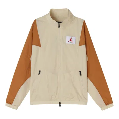 Air Jordan Flight Stitched Casual Sports Collar Jacket For Men Wheat In Neutral
