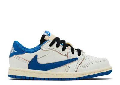 Air Jordan Babies' Fragment Design X Travis Scott X  1 Retro Low Og Sp Td 'sail Military Blue' In White