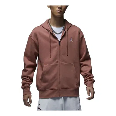 Air Jordan Full-zip Fleece Hoodie 'burgundy' In Brown