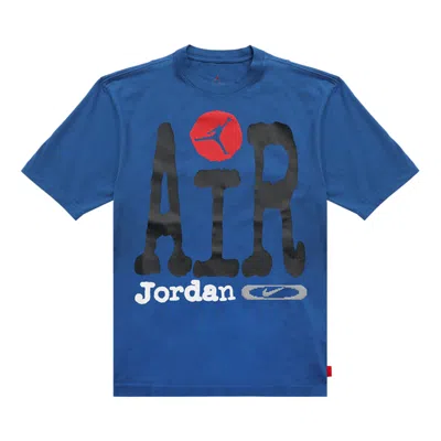 Pre-owned Air Jordan Graphic T-shirt 'true Blue/black/university Red' | Men's Size L