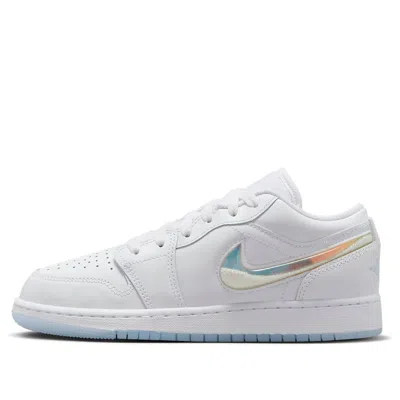 Air Jordan (gs)  1 Low 'glitter Swoosh' In White