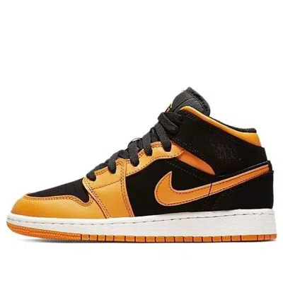 Air Jordan (gs)  1 Mid 'black Orange Peel White' In Yellow