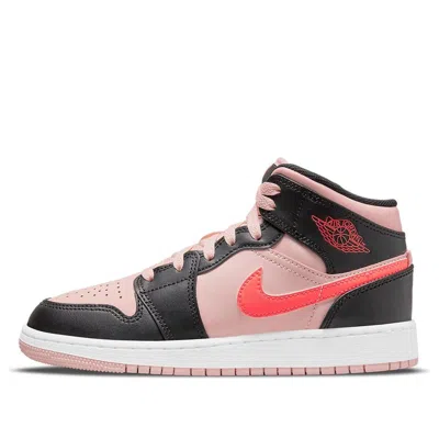 Air Jordan (gs)  1 Mid 'black Pink Crimson'