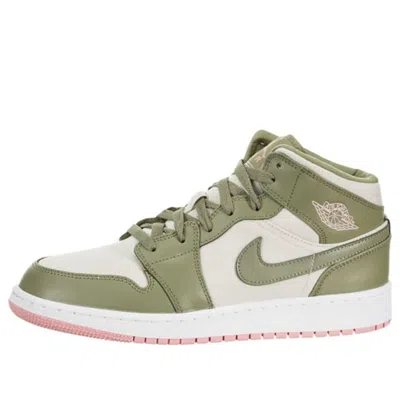 Air Jordan (gs)  1 Mid 'bleached Coral' In Green