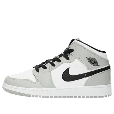 Air Jordan (gs)  1 Mid 'light Smoke Grey Black' In White