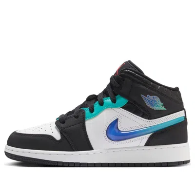 Air Jordan (gs)  1 Mid Se 'black Hyper Jade Royal'