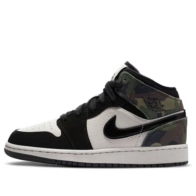 Air Jordan (gs)  1 Mid Se 'camo' In Black