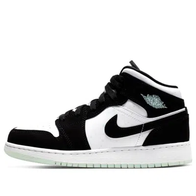 Air Jordan (gs)  1 Mid Se 'glow In The Dark Panda' In Black