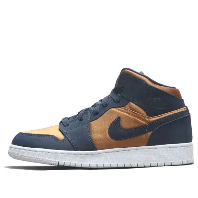Air Jordan (gs)  1 Mid Se 'obsidian Desert Ochre' In Gray