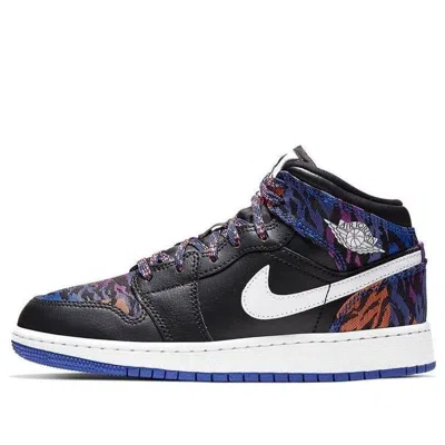 Air Jordan (gs)  1 Mid Se 'tiger Stripe' In Black