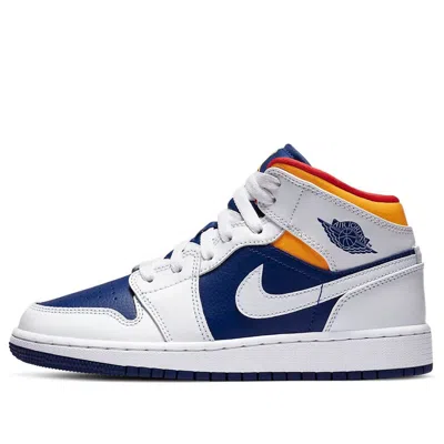 Air Jordan (gs)  1 Mid 'white Deep Royal Blue' In Multi