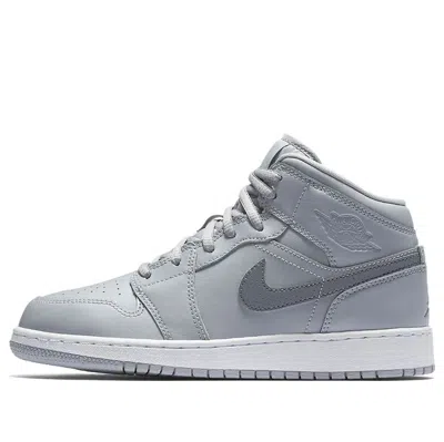 Air Jordan (gs)  1 Mid 'wolf Grey' In Gray
