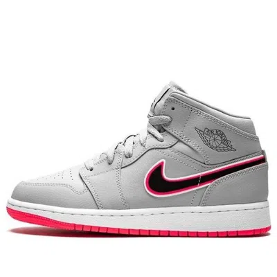 Air Jordan (gs)  1 Mid 'wolf Grey Pink' In Gray