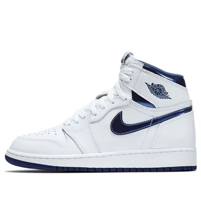 Air Jordan (gs)  1 Retro High Og 'metallic Navy' In White