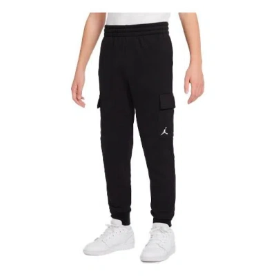 Air Jordan (gs)  Casual Knit Bundle Feet Solid Color Sports Pants/trousers/joggers Boy Black