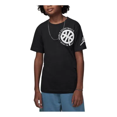 Air Jordan (gs)  Quai 54 Graphic T-shirt 'off Noir' In Black