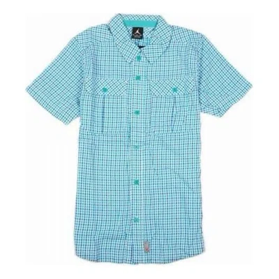 Air Jordan Hip Check Woven Short Sleeve Shirt 'sky Blue'