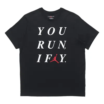 Air Jordan I Fly Slogan Printing Casual Sports Short Sleeve Black