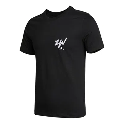 Air Jordan J Zion Ss Tee Alphabet Pattern Round Neck Sports Short Sleeve Black