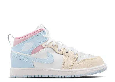 Air Jordan Kids'  Jordan 1 Mid Se Ps 'half Blue Pale Ivory' In Multi