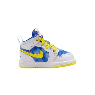 Pre-owned Air Jordan Jordan 1 Mid Td ' White Opti Yellow' | Blue | Infant Size 9
