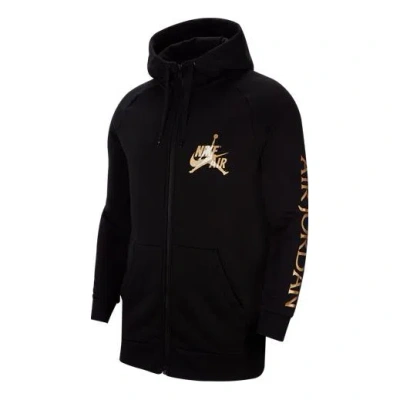 Air Jordan Jumpman Classic Logo Printing Casual Sports Hooded Jacket Black