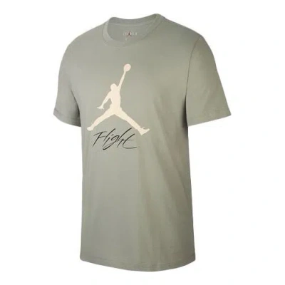 Air Jordan Jumpman Flight Basketball Sports Short Sleeve Gray In Green