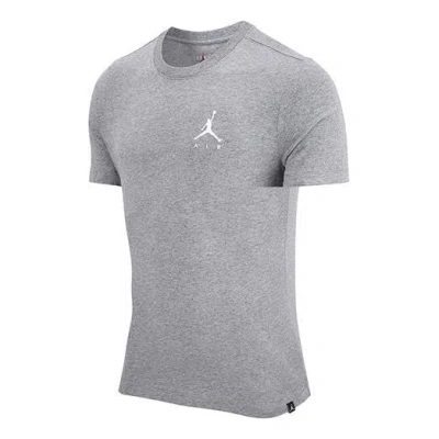 Air Jordan Jumpman Logo Embroidered Knit Sports Short Sleeve Gray