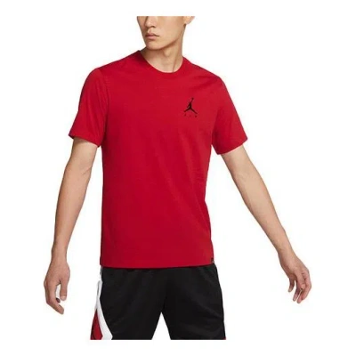 Air Jordan Jumpman Logo Embroidered Knit Sports Short Sleeve Red