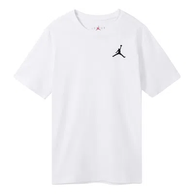 Air Jordan Jumpman Logo Embroidery Sports Round Neck Short Sleeves T Shirt Men S White