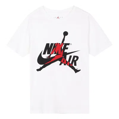 Air Jordan Jumpman Logo Printing Knit Sports Round Neck Short Sleeve White