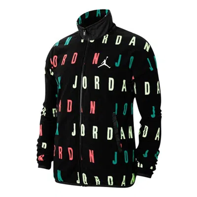 Air Jordan Jumpman Logo Printing Windproof Stand Collar Jacket Black