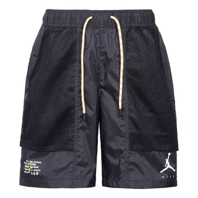 Air Jordan Jumpman Statement Woven Lacing Solid Color Shorts Black In Blue