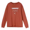 Air Jordan Label Casual Sports Long Sleeves T-shirt Men's Gray Peach Red In Orange