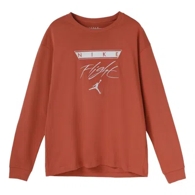 Air Jordan Label Casual Sports Long Sleeves T-shirt Men's Gray Peach Red In Orange