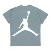 Air Jordan Large Logo Sports Round Neck Short Sleeve Green In Gray
