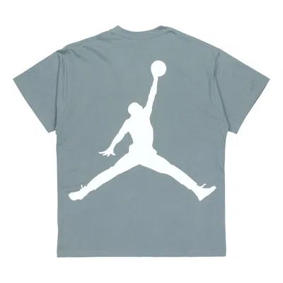 Air Jordan Large Logo Sports Round Neck Short Sleeve Green In Gray