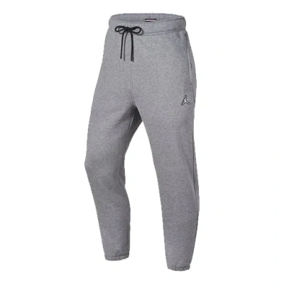Air Jordan Logo Embroidered Knit Fleece Lined Bundle Feet Sports Pants 'grey' In Gray