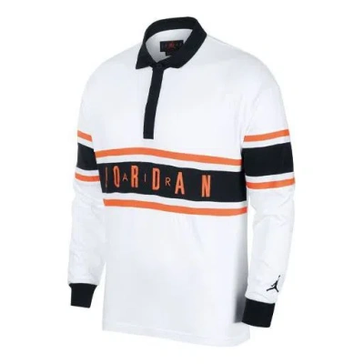 Air Jordan Logo Rugby Long Sleeves Polo Shirt 'white'