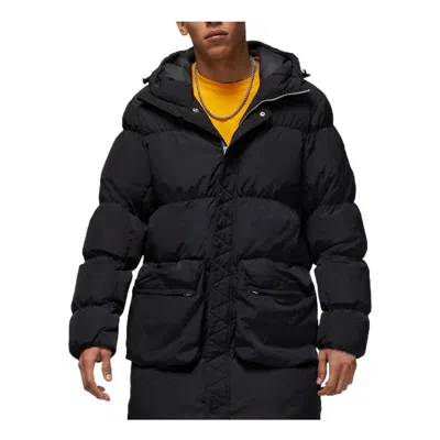 Air Jordan Logo Zipper Mid-length Down Jacket Asia Sizing 'black'