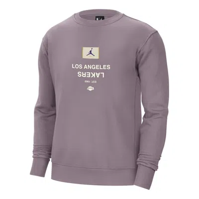 Air Jordan Los Angeles Lakers Courtside Nba Fleece Crew-neck Sweatshirt Asia Sizing 'purple Smoke'
