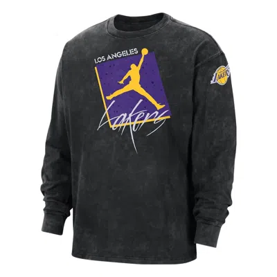 Air Jordan Los Angeles Lakers Courtside Statement Edition Long Sleeve T-shirt 'black' In Gray