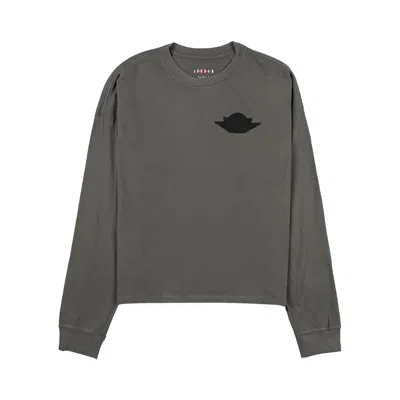 Pre-owned Air Jordan M J Wings Long-sleeve Tee 'river Rock' | Grey | Men's Size L In Gray